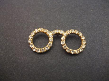 Moderne bril met glittersteentjes zilverkleurig